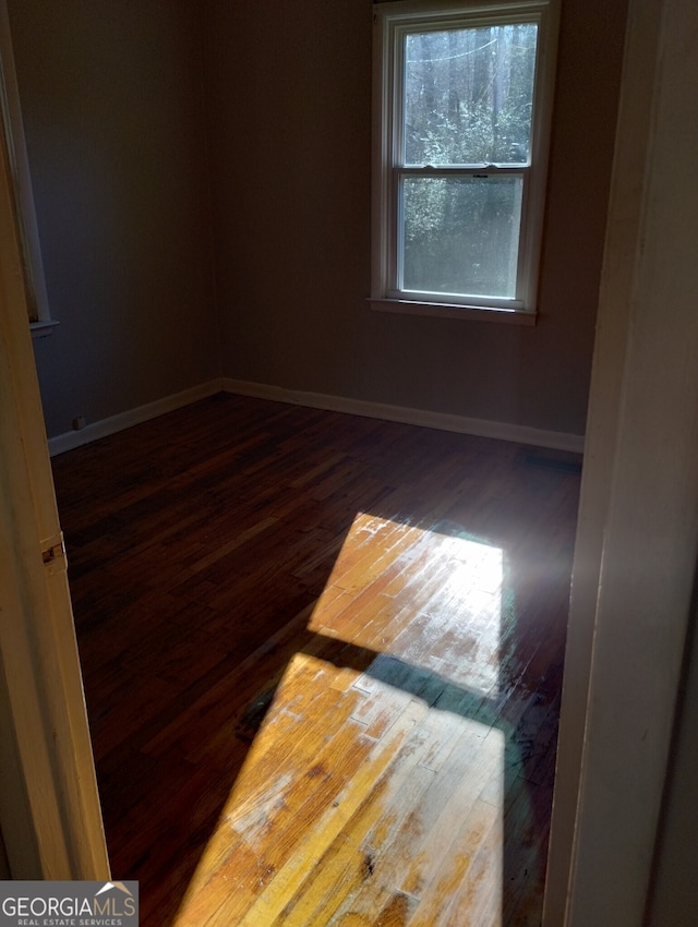 empty room with hardwood / wood-style flooring