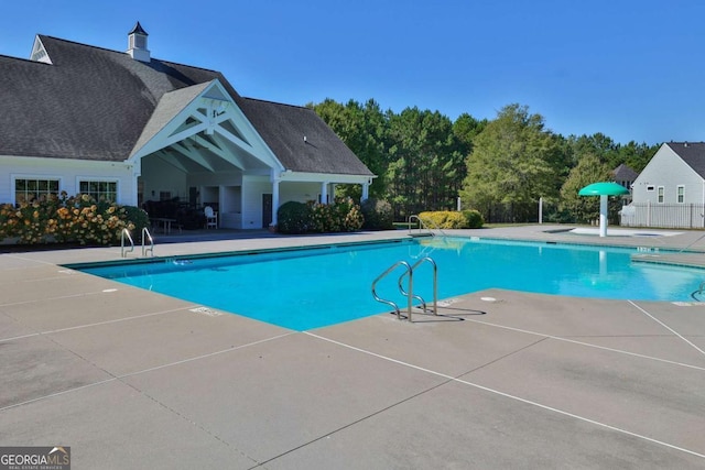 view of pool featuring a patio