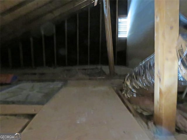 view of unfinished attic