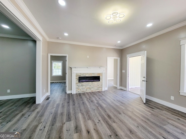 1311 Juniper St, Lagrange, GA 30240 - unfurnished living room with crown molding, baseboards, and wood finished floors
