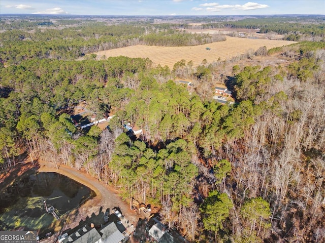 bird's eye view with a view of trees