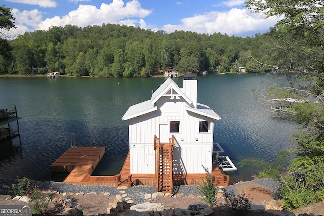 view of dock featuring a water view