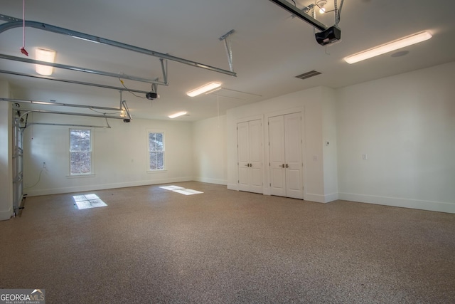 garage with a garage door opener