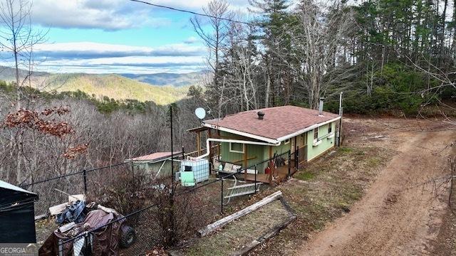 drone / aerial view with a mountain view