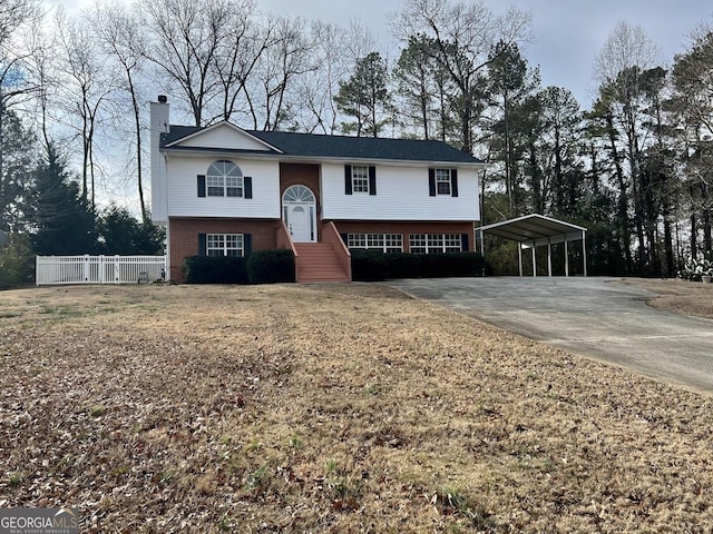 bi-level home with a carport