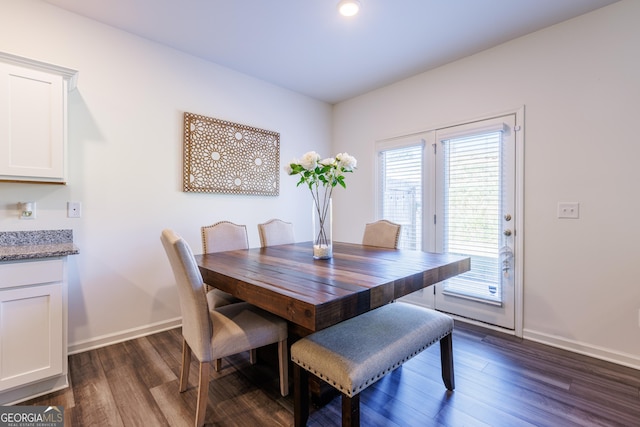 dining room featuring dark wood-type flooring