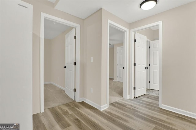 hall featuring light hardwood / wood-style flooring