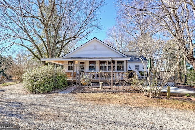 view of front facade featuring covered porch