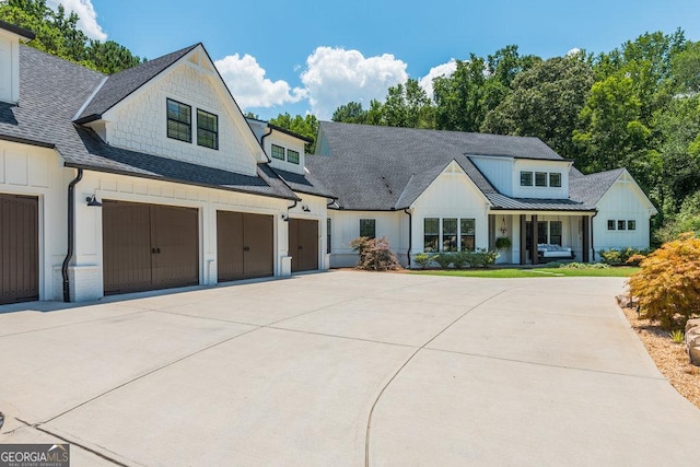 modern farmhouse with a garage