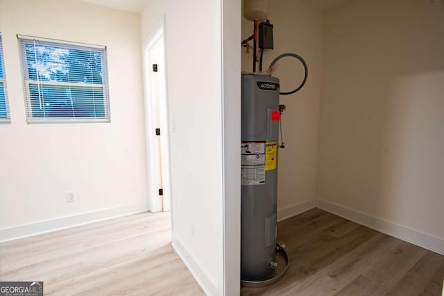 utility room with water heater