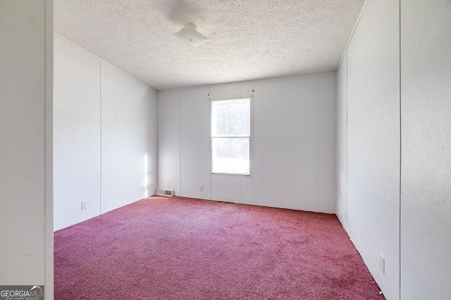 empty room featuring a textured ceiling and carpet floors