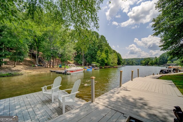 view of dock featuring a water view