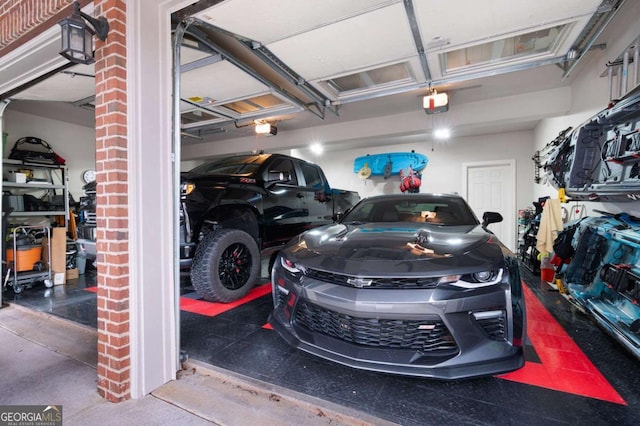 garage with a garage door opener