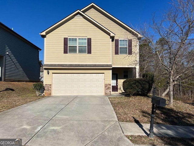 front facade with a garage