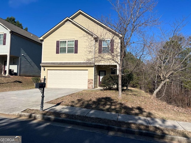 view of front property with a garage