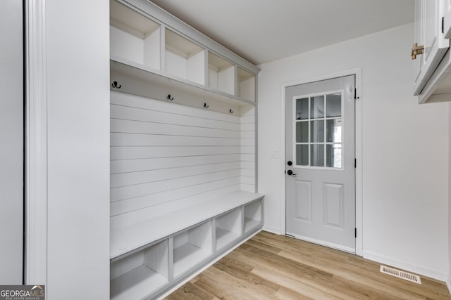 mudroom with light wood-type flooring