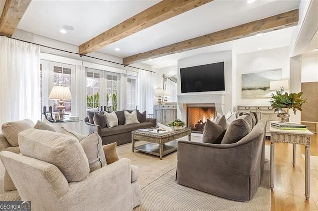 living room featuring french doors