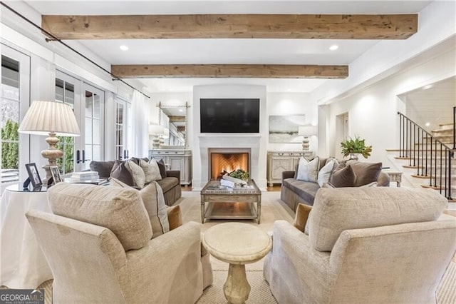 living room featuring french doors