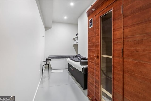 bathroom with concrete floors