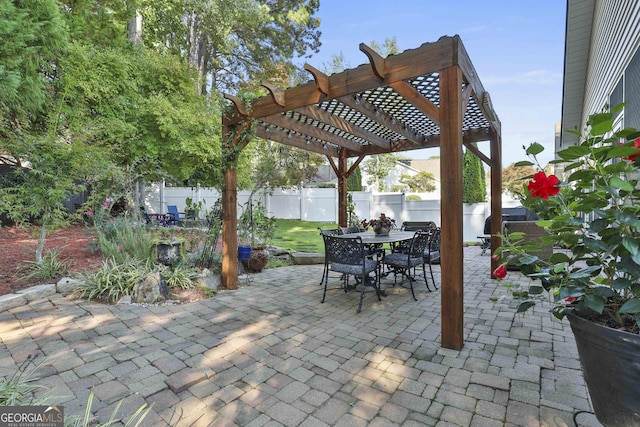 view of patio / terrace featuring a pergola