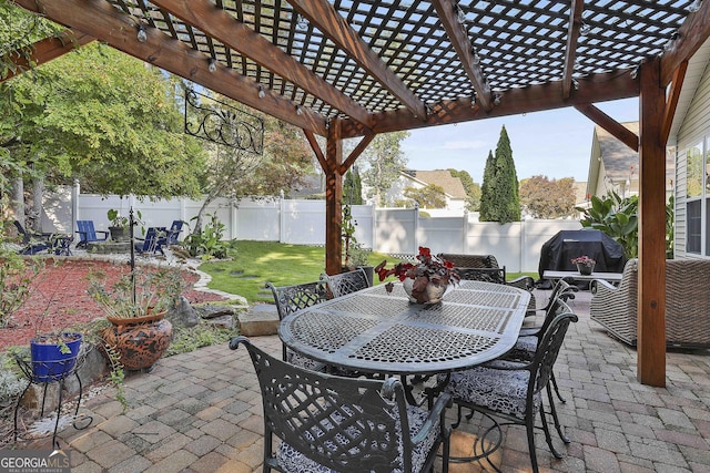 view of patio with a pergola