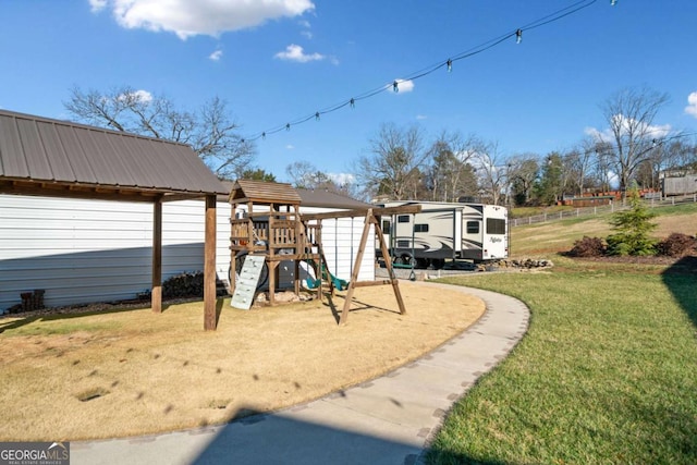 view of yard featuring a playground