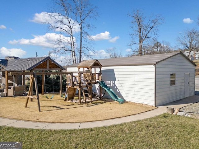 view of playground featuring a yard