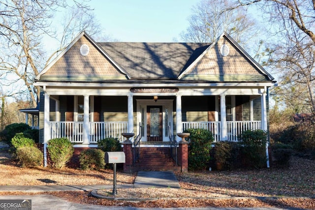 view of front of home featuring covered porch