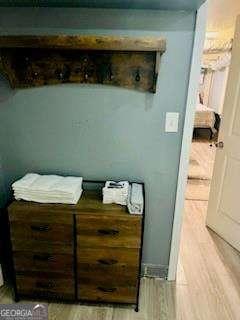 mudroom with light wood-type flooring