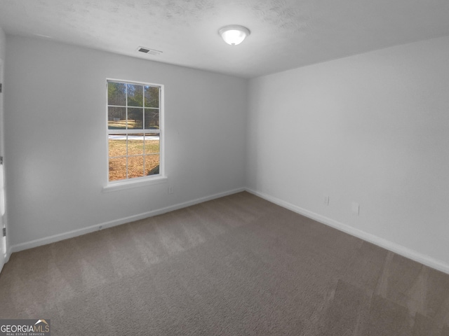 spare room with carpet flooring and a textured ceiling