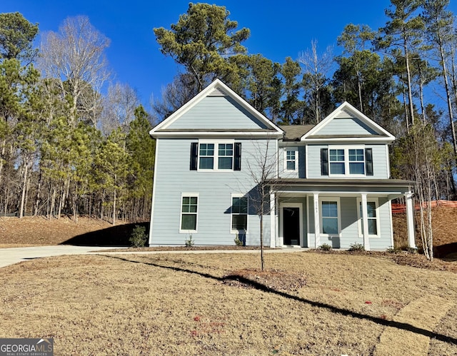 view of front property with covered porch