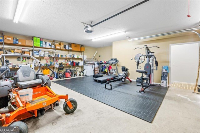 garage with a garage door opener