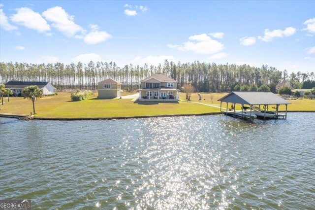 property view of water featuring a dock