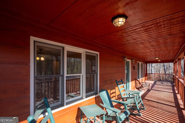 deck featuring covered porch