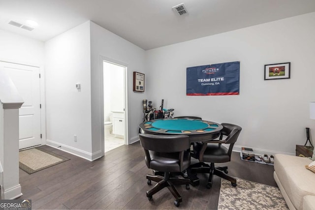 playroom with dark hardwood / wood-style floors