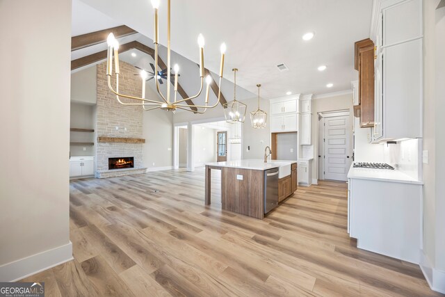 empty room with ceiling fan and high vaulted ceiling