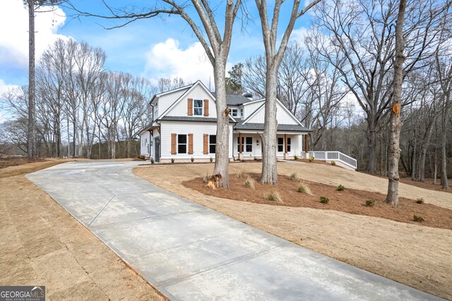 exterior space with a garage