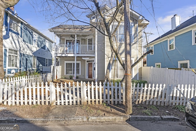 front of property with a balcony