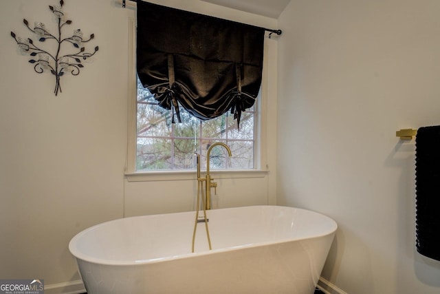 bathroom featuring a washtub