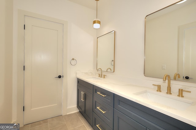 bathroom with vanity and tile patterned floors