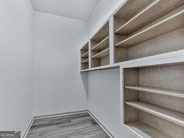 spacious closet featuring dark hardwood / wood-style floors