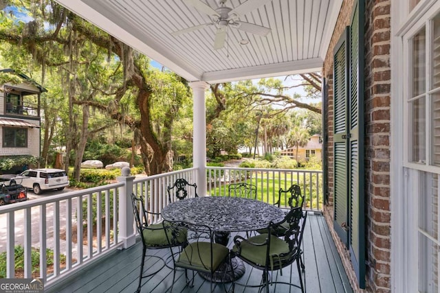 deck featuring ceiling fan