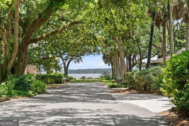 view of property's community with a water view