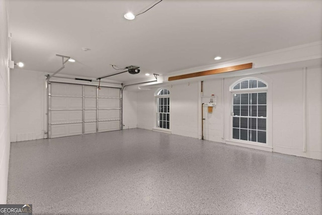 garage with a garage door opener