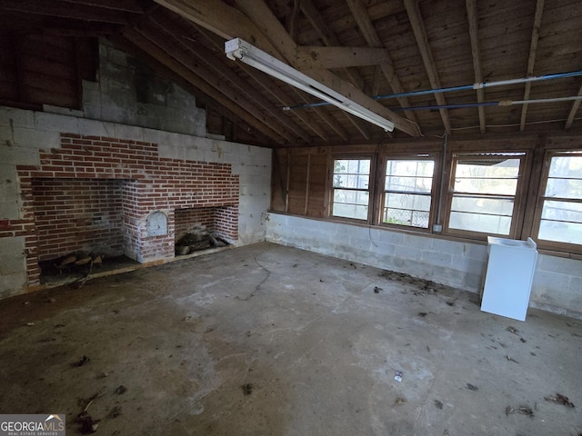 misc room with vaulted ceiling