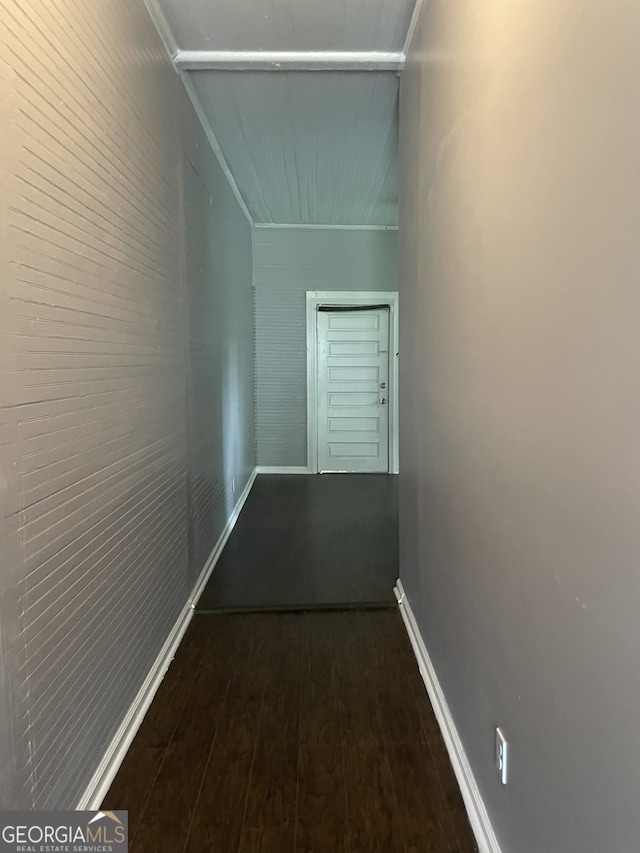 hall featuring dark hardwood / wood-style floors