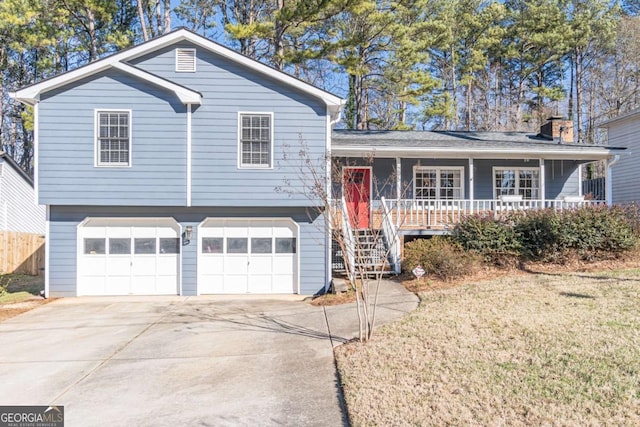 tri-level home featuring a garage