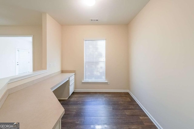 unfurnished room with dark hardwood / wood-style floors