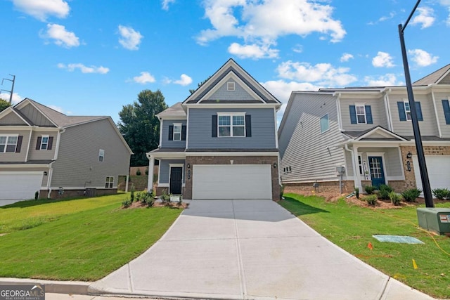 view of front of home with a garage and a front yard