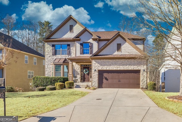 craftsman-style home with a front lawn